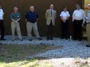 David Benoist, AG4ZR, addresses guests at the June 1, 2009, ribbon cutting. From the left: Trey Alvarez, reporter, Fayette Newspapers; Robert Burton, KD4YDC, DEC, NWS, PTC; Huey Kenmar, KI4NGD, ADEC and President FCARC; Lewis Patterson, WD4GTY, AEC; Captain Pete Nelms, Fayette County Emergency Management Coordinator; George Knight, N4FLT; Brian Haren, W8BYH, past President FCARC; Lans Rothfusz, KD5EJN, MIC, NWS PTC; Peki Prince, Assistant Fire Chief, PTC; Charlie Dawson, Director of Operations, GEMA; David Benoist, AG4ZR, EC; Ralph Bevins, GTA; Marsha McDaniel, Executive Assistant to the President and CEO, Coweta-Fayette EMC Trust.